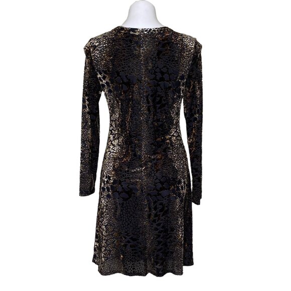 Karen Kane NWT $139 Animal Instinct Velvet A-Line Dress, Brown Burnout Women's S - Picture 6 of 11